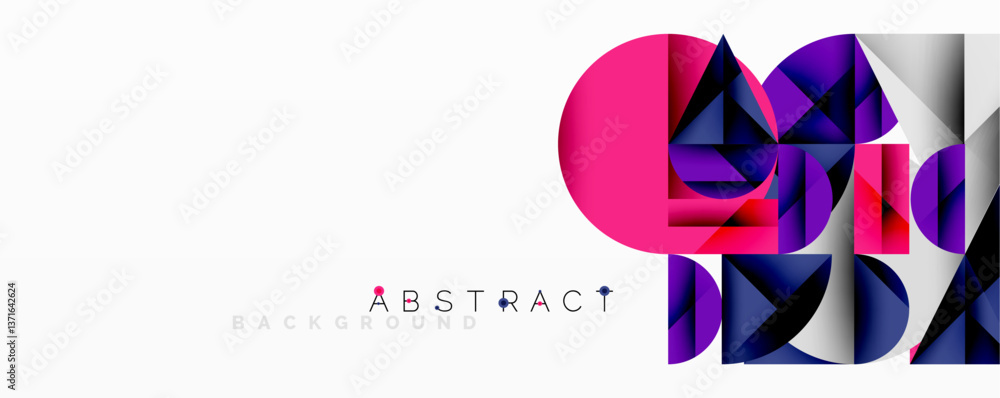 Leinwandbilder Abstract geometric artwork with overlapping circles and gradients, circle square triangle shapes background featuring sharp angular cuts, smooth shading, and structured layered composition