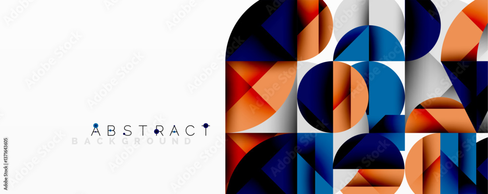 Leinwandbilder Abstract geometric artwork with overlapping circles and gradients, circle square triangle shapes background featuring sharp angular cuts, smooth shading, and structured layered composition