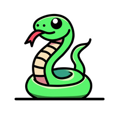 Obraz premium Vector illustration of a snake with a coiled body and expressive features.
