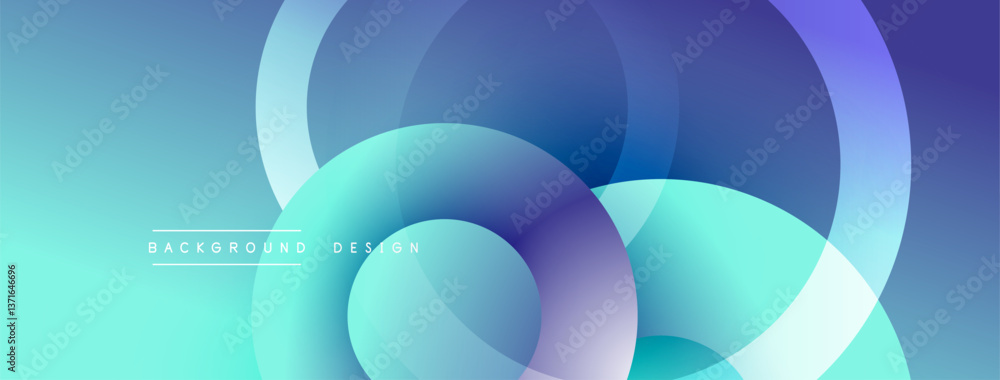 Poster Layered circular shapes in vivid colors form a gradient-rich abstract design with smooth transitions, depth effects, and a modern, futuristic aesthetic