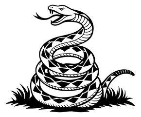 Don't Tread On Me Snake 1776 USA American Independence Logo Sign Graphic Silhouette Shape Clipart Digital Art Illustration