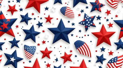 Obraz premium Patriotic Star Pattern: Festive red, white, and blue stars create a vibrant celebratory backdrop.