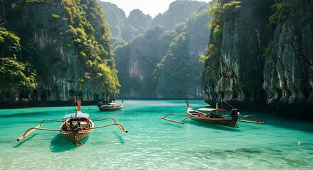 Tropical Lagoon with Boats