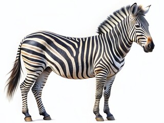 Naklejka premium Striking High-Detail Zebra Illustration, Full Body, Isolated on White Background - Perfect for Wildlife Prints & Designs