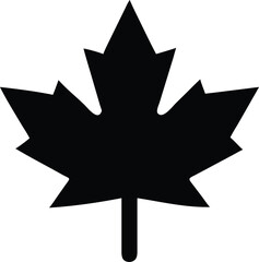Silhouette of a black maple leaf, representing nature, autumn, and Canadian symbolism, ideal for seasonal and botanical-themed designs.