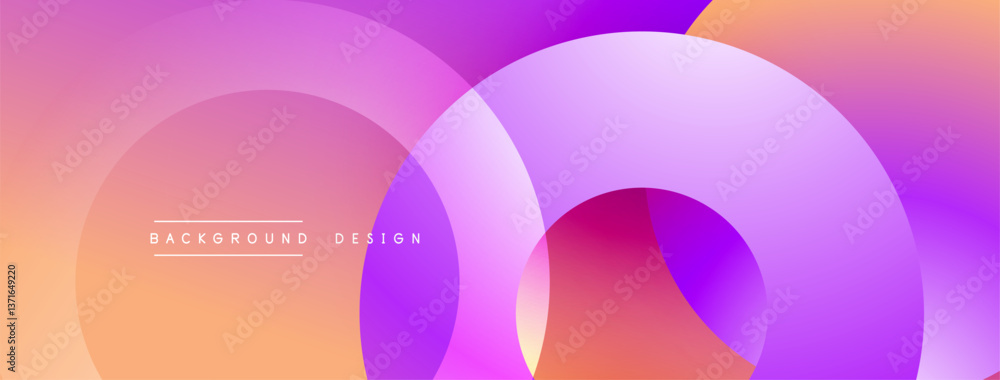 Poster Abstract composition with layered circular elements, blending gradients and soft transitions, creating a sense of depth, motion, and visual harmony