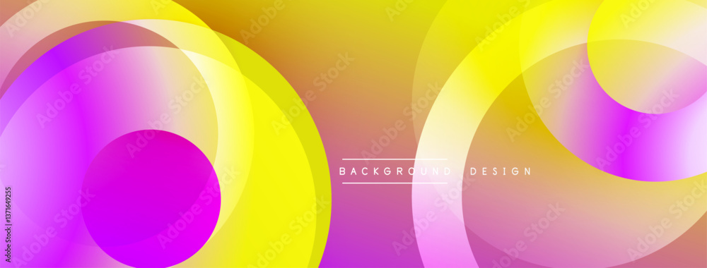 Aufkleber Layered circular shapes in vivid colors form a gradient-rich abstract design with smooth transitions, depth effects, and a modern, futuristic aesthetic