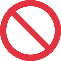 prohibited sign icon with red circle and diagonal line, symbolizing restriction, ban, or no entry, vector illustration representing prohibition and limitations in simple design


