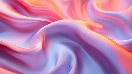 Fototapeta premium Smooth elegant satin fabric or liquid wave flows in motion on a gradient background, a luxurious cloth with wavy silk folds and an abstract curve rippling on a pastel backdrop.