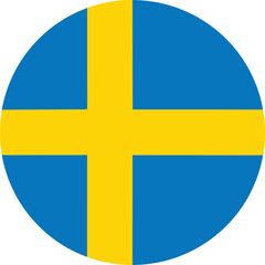 Sweden Flag Button Icon Vector Illustration with Blue and Yellow Colors