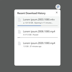 Recent Download History queue