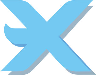 twitter x logo vector icon in blue circle, modern minimalistic design representing new branding, social media, digital interaction, and communication in a clean, bold style

