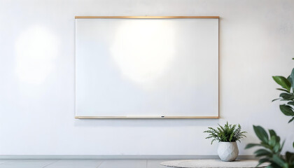 a whiteboard mounted on a plain wall