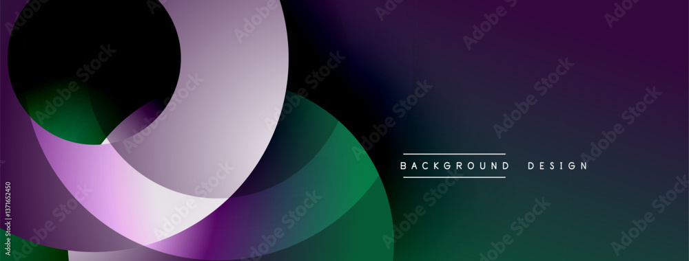 Poster Abstract composition with layered circular elements, blending gradients and soft transitions, creating a sense of depth, motion, and visual harmony