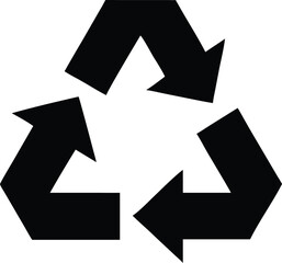 recycling symbol with black arrows in a triangle, eco-friendly and sustainability concept, representing waste management, environment, and green initiatives in a simple vector design

