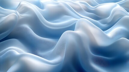 Obraz premium A serene silky background in icy blue and white, with gentle waves and a frosted glass effect,