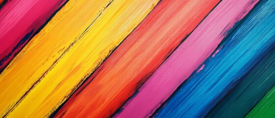 Vibrant Diagonal Stripes: Colorful Painted Texture Background 