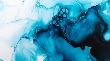 White Black & Blue Alcohol Ink with Bubbles 