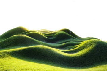 Lush green hills with gentle undulations under clear blue sky, ideal for nature-themed projects, tranquil backgrounds, and serene outdoor settings