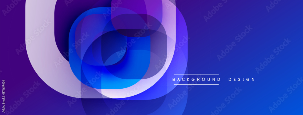 Leinwandbilder Circular abstract design with overlapping translucent circles and round shapes, blending gradients and smooth curves, creating depth, contrast, and a dynamic visual effect