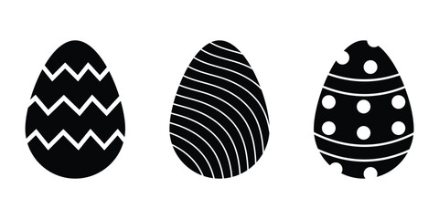 Easter egg black soild silhouette vector on white background. 