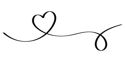 Heart single line art drawing. Continuous one lines heart vector drawing. Vector illustration. doodle one line love icon.