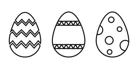 Easter Eggs collection Set of Easter eggs simple line icons. Vector icons of eggs with ornament in flat design. easter egg decoration flat illustration.
