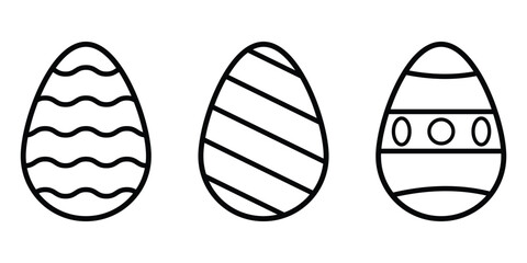 Easter Eggs collection Set of Easter eggs simple line icons. Vector icons of eggs with ornament in flat design. easter egg decoration flat illustration. Easter Eggs line icon.
