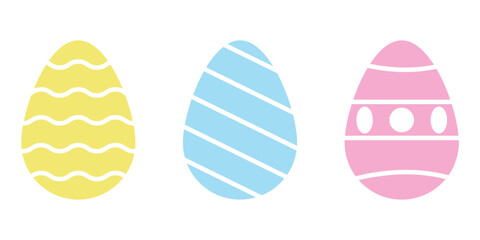Set of Easter eggs with various pattern pastel vector elements.  spring colorful hand drawn easter egg icon.
