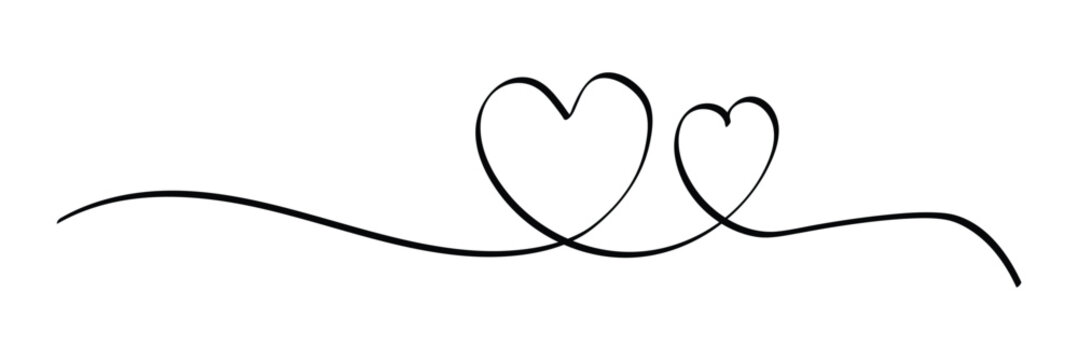 Naklejki Heart line scribble style decoration element vector illustration. Hand drawn linear love heart design