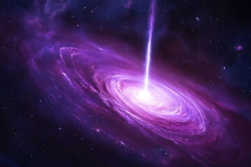 distant galaxy glowing in infrared, capturing the stunning swirls of cosmic star dust and a pulsating quasar