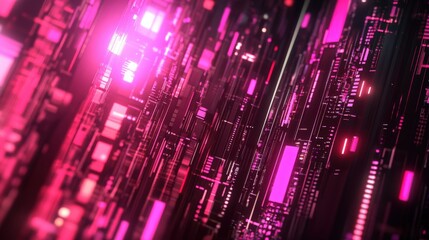 Fototapeta premium Futuristic Digital Abstract Background in Vibrant Pink and Black Colors