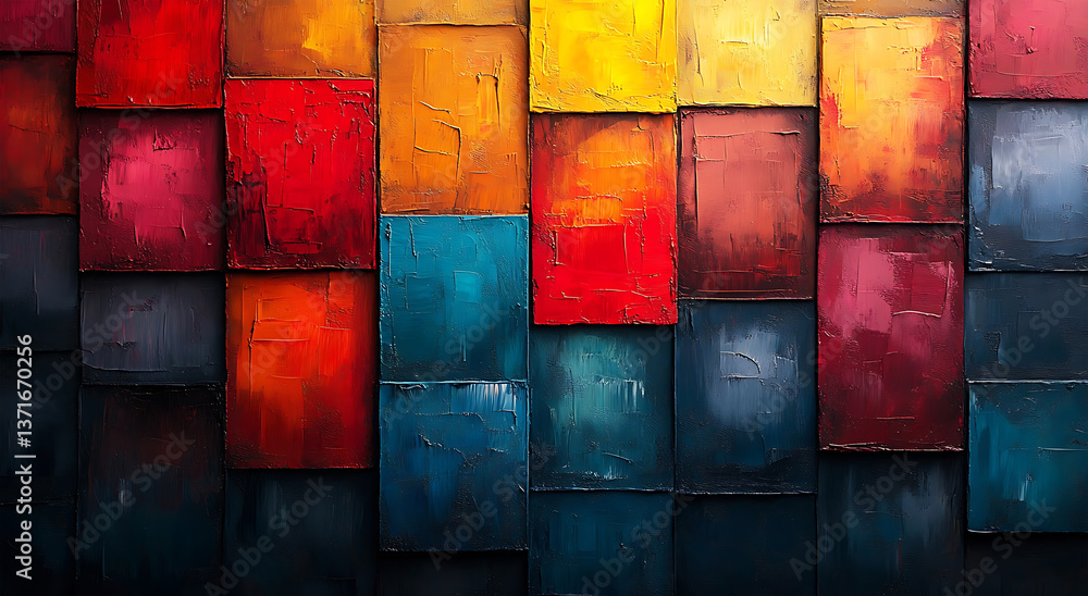 Poster abstract composition in color: an evocative and dynamic abstract composition featuring an array of v