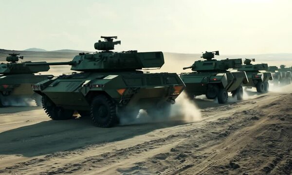 convoy armored vehicle on the road