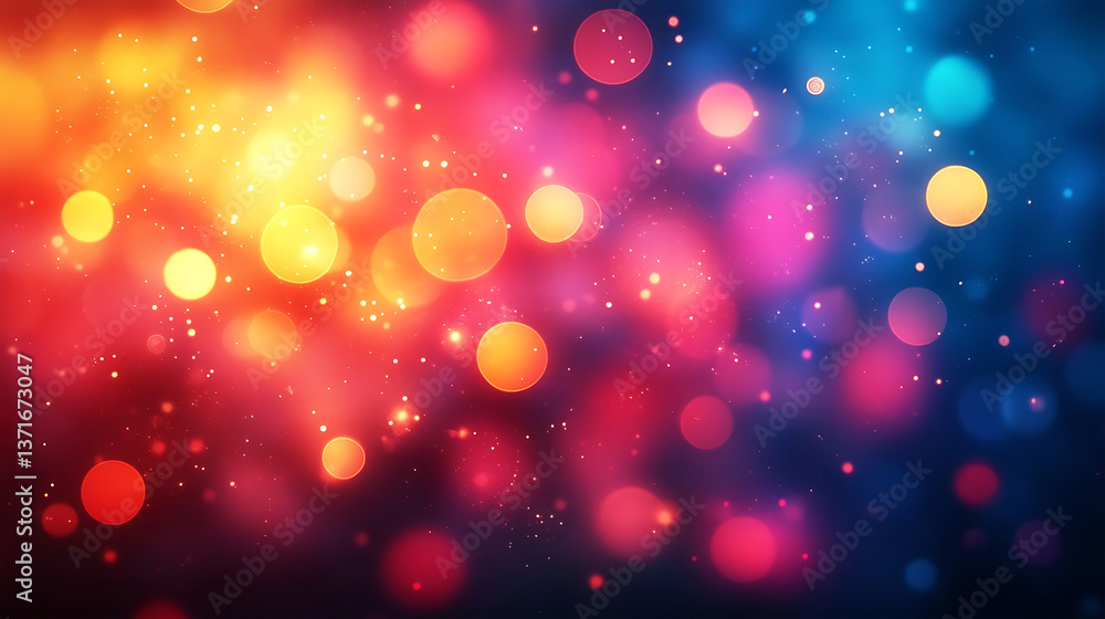 Poster an abstract and artistic display of colorful bokeh lights that dances across a dark background. the 