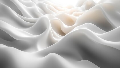 Fototapeta premium Abstract 3D Render of Smooth White Flowing Shapes Minimalist Modern Art Illustration