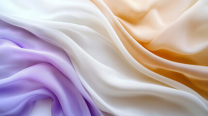 Obraz premium Soft swirling ribbons in pearly white, pale gold, and lavender, ethereal flow with a meditative glow