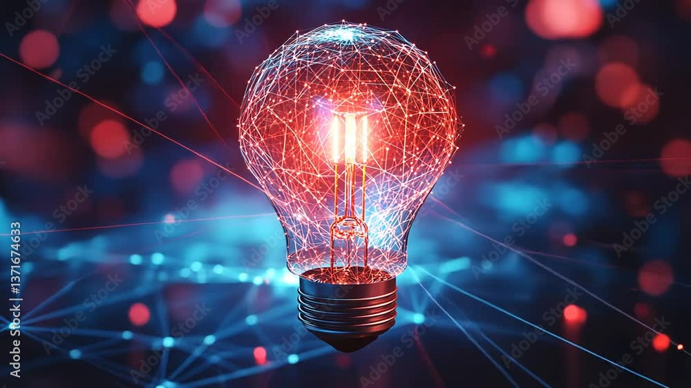 Aufkleber glowing network lightbulb abstract background