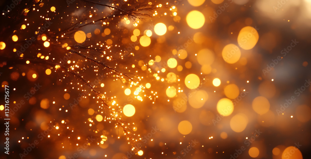 Aufkleber captivating bokeh lights create a mesmerizing visual tapestry, golden orbs sparkle against a soft ba