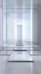Obraz premium Abstract architectural hallway perspective, modern empty interior