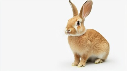 Adorable Light Brown Rabbit on White Background