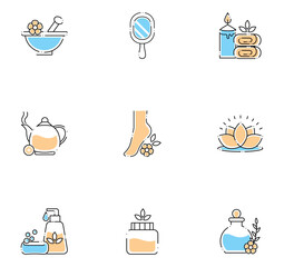 Set of spa vector icons with a white background