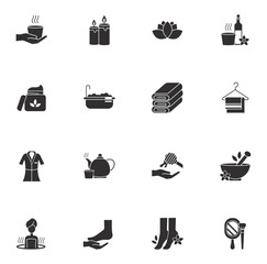 Set of spa vector icons with a white background