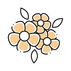 Vector Illustration of a Decorative Floral Bouquet with Orange