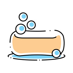 Vector Illustration of a Soap Bar with Bubbles in Minimal Style, Representing Cleanliness and Personal Hygiene