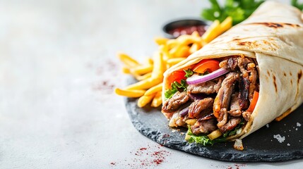 doner wrap food for you with white background