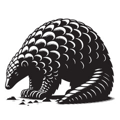 Black Giant Ground Pangolin Silhouette Vector, High Quality Illustration on White Background