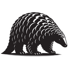 Black Giant Ground Pangolin Silhouette Vector, High Quality Illustration on White Background