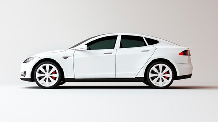 Fototapeta premium Sleek White Electric Car Modern Automobile Sustainable Transportation