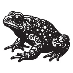 Black Golden Toad Silhouette Vector, High Quality Illustration on White Background